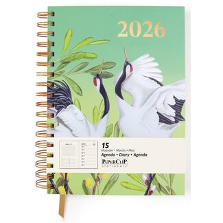 Paperclip Bureau agenda - Wildlife - Japanse kraanvogels - Groen