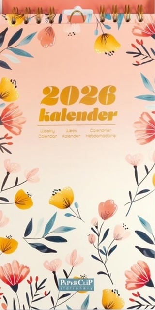 Week kalender - 2026 - Bloemen - Zalm roze