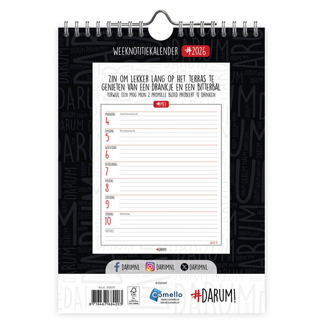 Comello Week notitiekalender - 2026 - Darum - 16,5x23cm