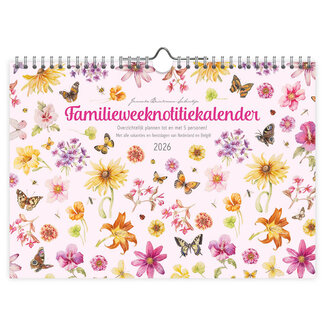 Comello Familie weeknotitiekalender - 2026 - Oblong - Janneke Brinkman -Zomerbloemen - 29.7x21cm