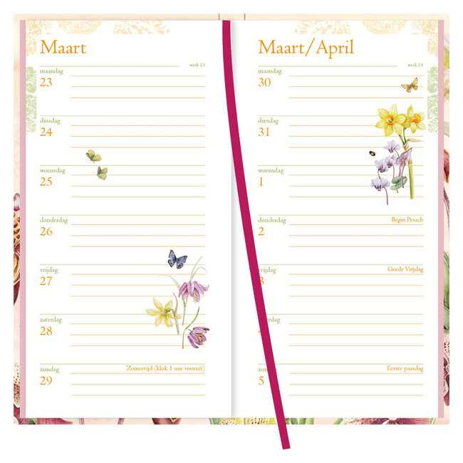 Comello Lady agenda - 2026 - Janneke Brinkman - Orchidee - 9x17cm