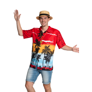 Partychimp Shirt - Hawaii - Red paradise - S/M