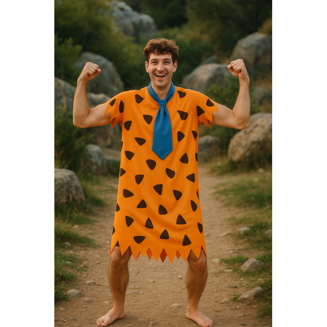 Partychimp Kostuum - Fred Flintstone - Tuniek & stropdas - M/L