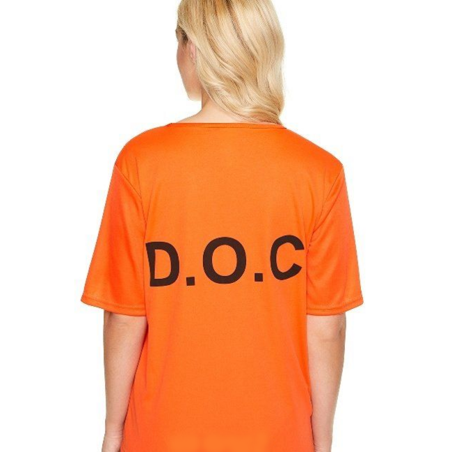 Partychimp Kostuum - Gevangene - Oranje - Broek, top & badge - XS