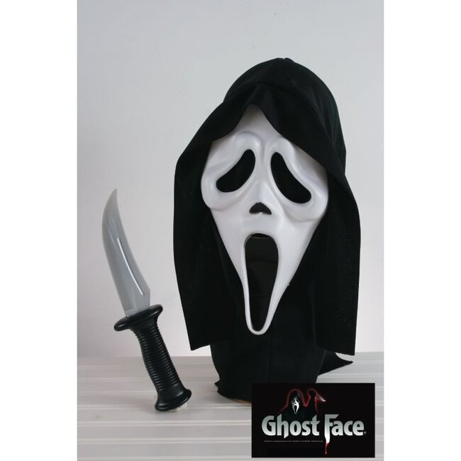 Partychimp Masker - Ghost face - Met capuchon & mes