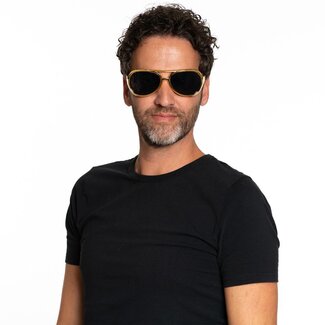 Partychimp Bril - Elvis - Goud - Donker glas