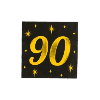 Paperdreams Servetten - 90 jaar - Goud, zwart - 33x33cm - 16st.