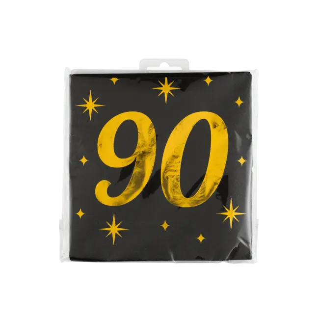 Paperdreams Servetten - 90 jaar - Goud, zwart - 33x33cm - 16st.