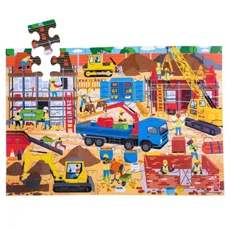 BigJigs Puzzel - Vloerpuzzel - De bouwplaats - 48st.