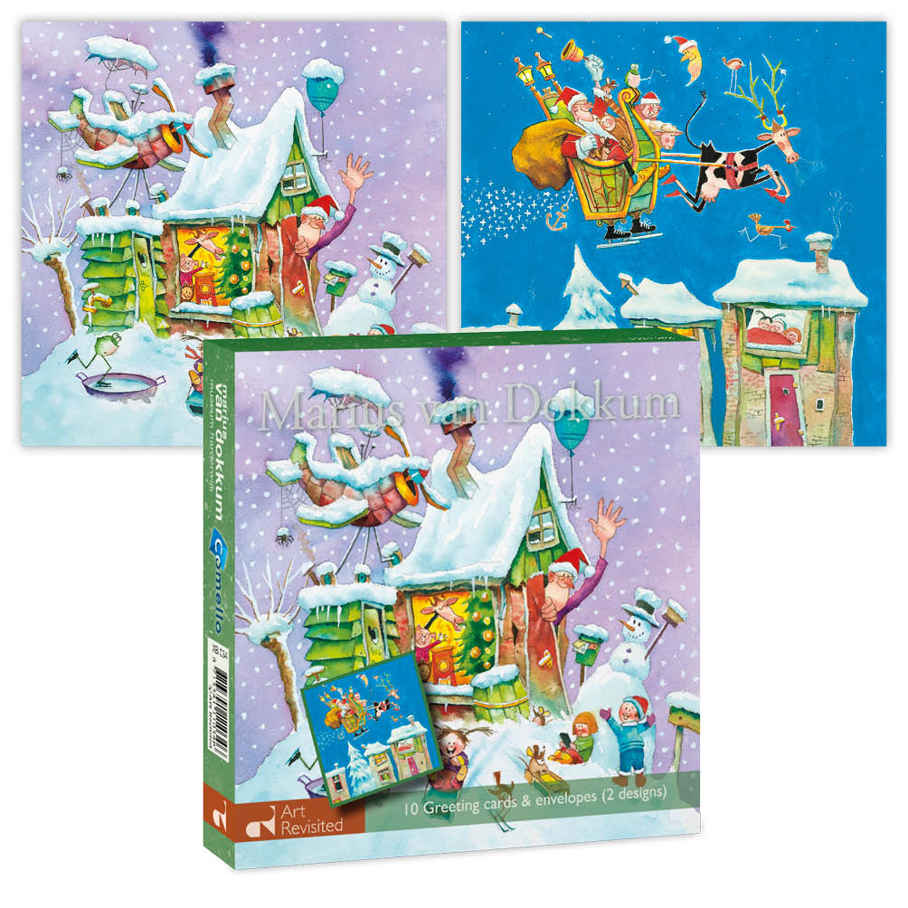 Kaarten - Kerst - Marius van Dokkum - White christmas & jingle bells- 10st.