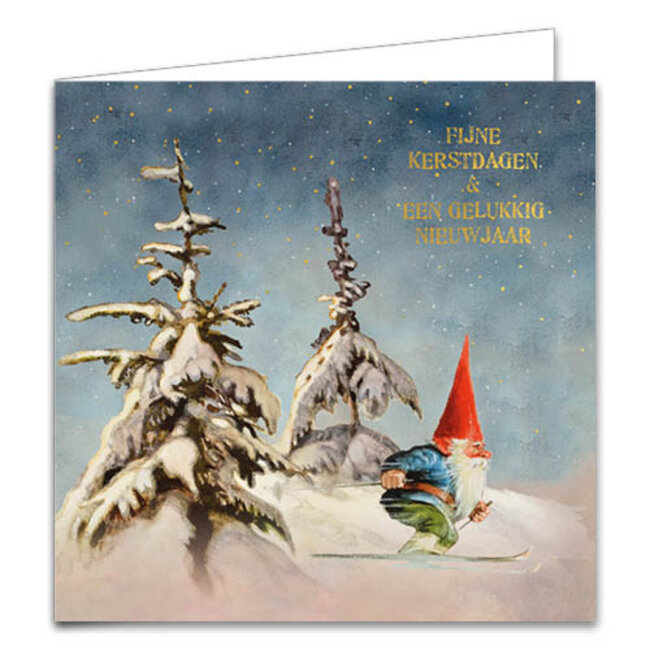 Comello Kaarten - Kerst - Rien Poortvliet - Vogels & skieën tussen bomen - 10st.