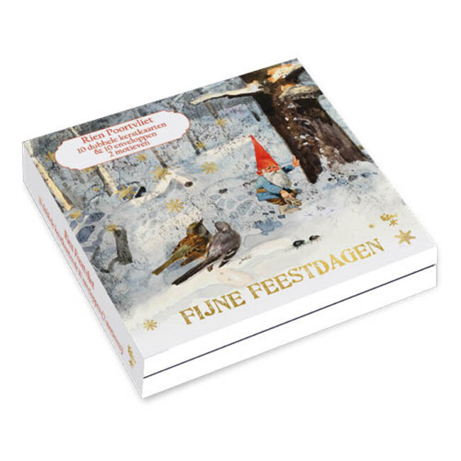 Comello Kaarten - Kerst - Rien Poortvliet - Vogels & skieën tussen bomen - 10st.