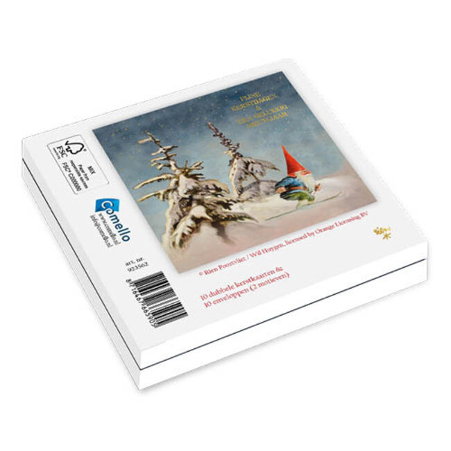 Comello Kaarten - Kerst - Rien Poortvliet - Vogels & skieën tussen bomen - 10st.