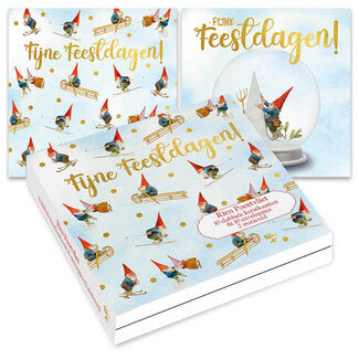 Comello Kaarten - Kerst - Rien Poortvliet - Patroon & sneeuwbol sneeuwpop - 10st.