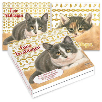 Comello Kaarten - Kerst - Franciens katten -  Kittens met goudpatroon - 10st.