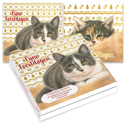 Kaarten - Kerst - Franciens katten - Kittens met goudpatroon - 10st.