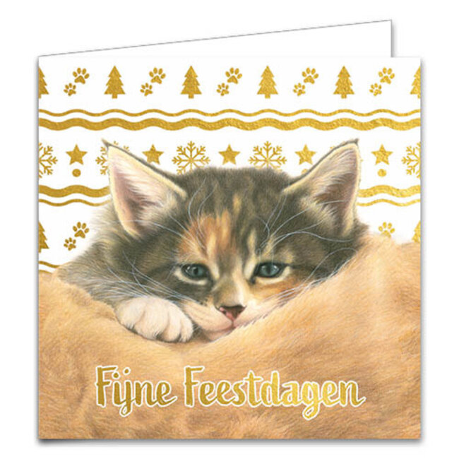 Comello Kaarten - Kerst - Franciens katten -  Kittens met goudpatroon - 10st.