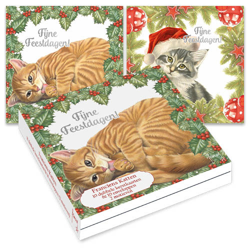 Kaarten - Kerst - Franciens katten - Hulst & Denneboom - 10st.