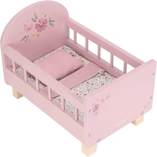 Poppenbed - Soft flowers - Met bekleding - Hout - 31,6x27,5x43cm