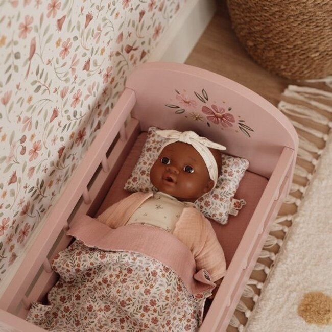 Little Dutch Poppenbed - Soft flowers - Met bekleding - Hout - 31,6x27,5x43cm