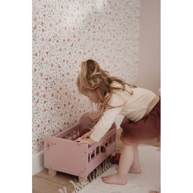 Little Dutch Poppenbed - Soft flowers - Met bekleding - Hout - 31,6x27,5x43cm