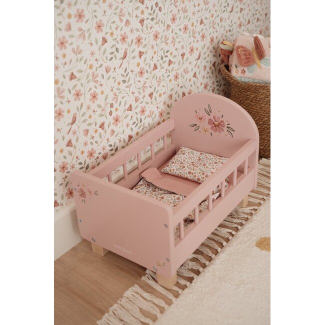 Little Dutch Poppenbed - Soft flowers - Met bekleding - Hout - 31,6x27,5x43cm