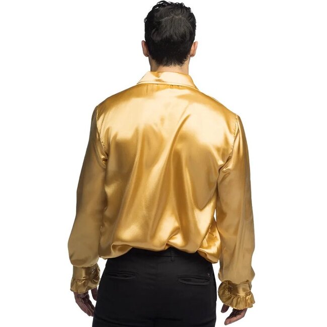 Haza-Witbaard Kostuum - Disco - Blouse - Goud - Met ruches - XS / S