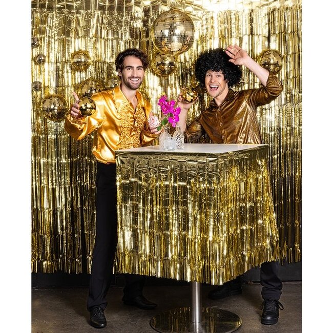 Haza-Witbaard Kostuum - Disco - Blouse - Goud - Met ruches - XS / S