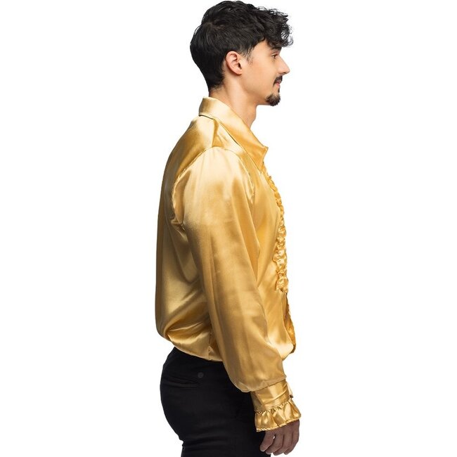 Haza-Witbaard Kostuum - Disco - Blouse - Goud - Met ruches - XXL