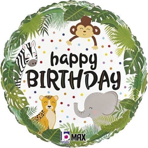 Folieballon - Happy Birthday - Jungle - Groen - 45cm - Zonder vulling