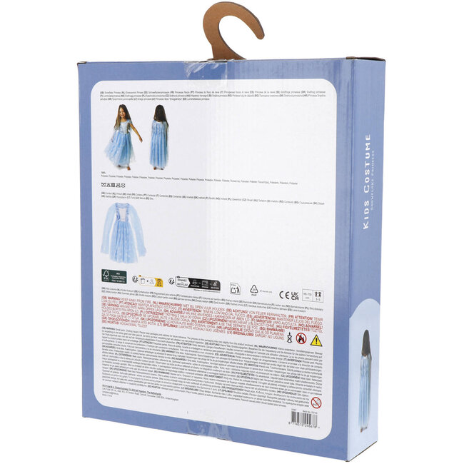 Folat Kostuum - Jurk - Prinses - Sneeuwvlokje - Luxe - Lichtblauw - mt.98/110