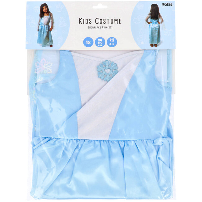 Folat Kostuum - Jurk - Prinses - Sneeuwvlokje - Lichtblauw - mt.116/128