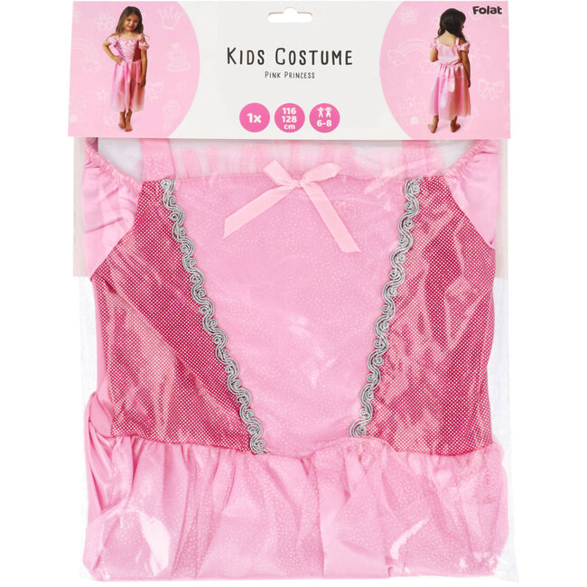 Folat Kostuum - Jurk - Prinses - Roze - mt.116/128