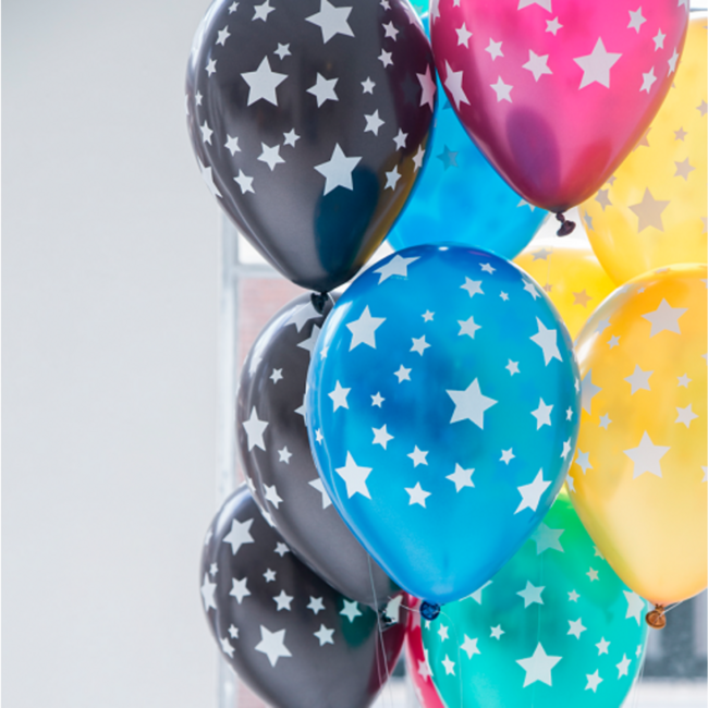 Folat Ballonnen - Metallic - Sterren - Diverse kleuren - 30cm - 12st.