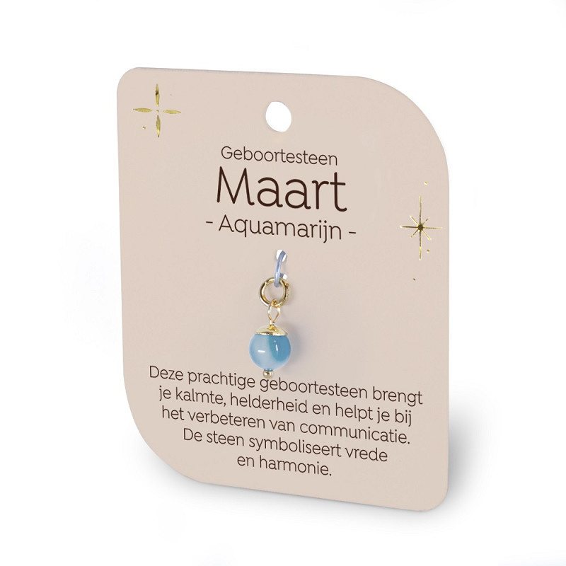 Gouden Charm - Geboortesteen - Maart