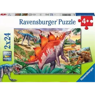 Ravensburger Puzzel - Wilde oertijddieren - 2x24st.