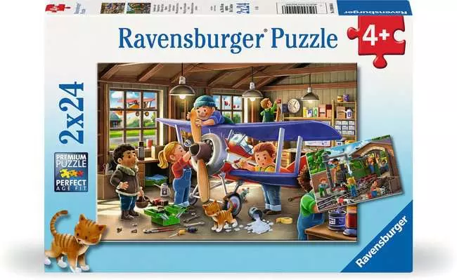 Puzzel - Vliegtuig en trein reparatie - 2x24st.