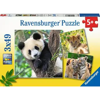 Ravensburger Puzzel - Panda, tijger en leeuw - 3x49st.