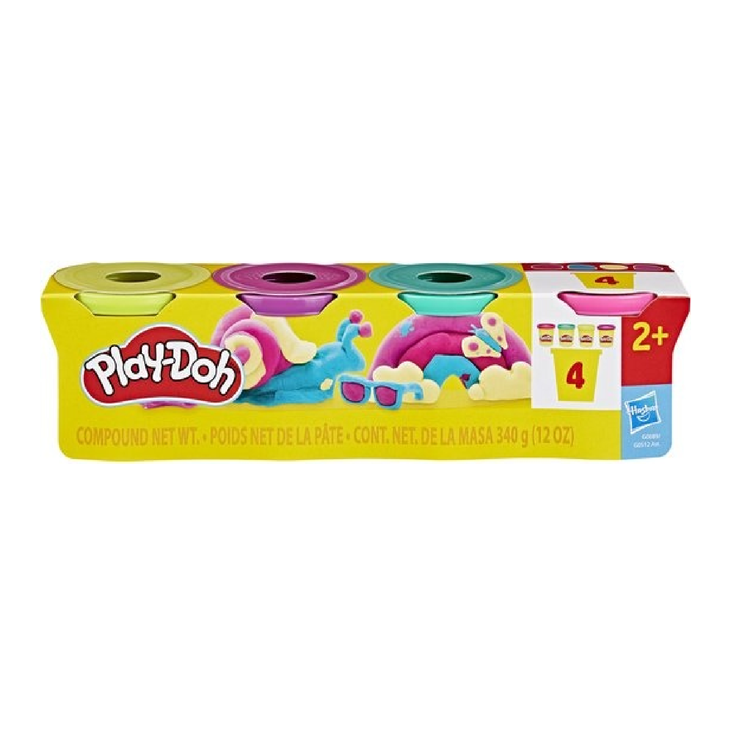 Klei - Speeldeeg - 4x85gr. - Geel, paars, groen, roze
