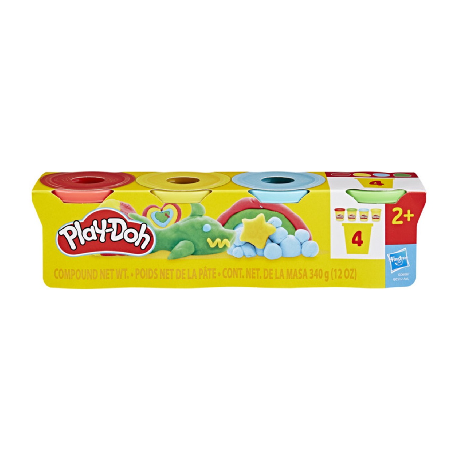 Klei - Speeldeeg - 4x85gr. - Rood, geel,blauw, groen