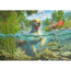 Puzzel - Hondenliefde, blonde labrador op vissenjacht - 1000st.