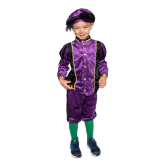 PartyXplosion Piet - Kostuum - Paars, zwart - Velours - mt.128