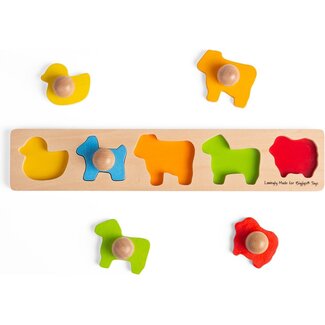 BigJigs Puzzel - Vormen en kleuren leren - Dieren - 1+