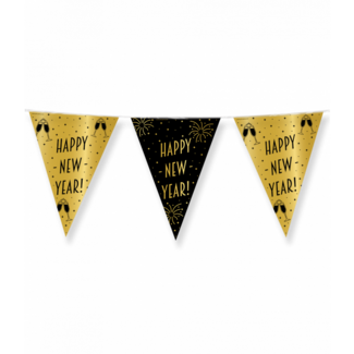 Paperdreams Vlaggenlijn - Happy New Year - Goud, zwart - 10m