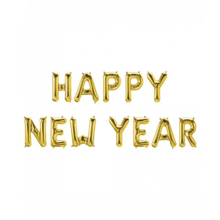 Folieballonnen - HAPPY NEW YEAR - 40cm. - 12dlg. - Niet voor helium