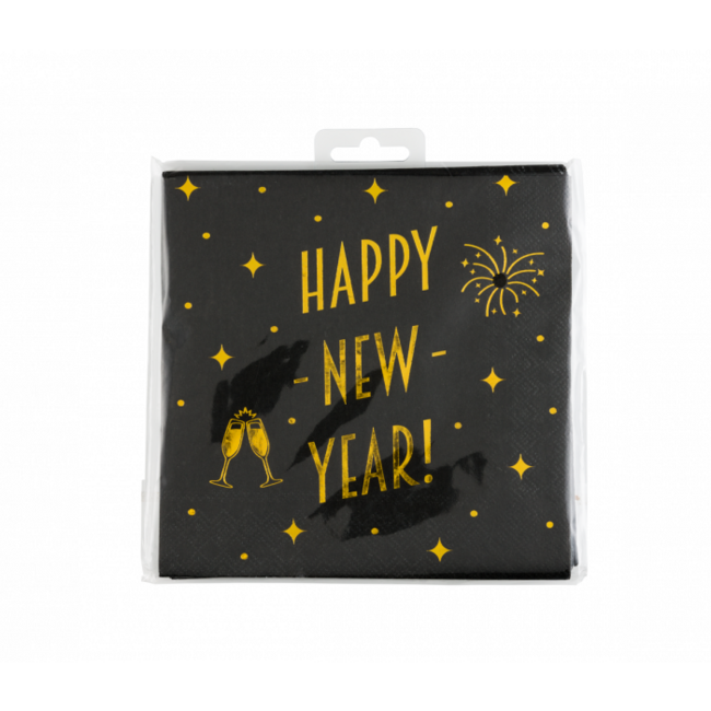 Paperdreams Servetten - Happy New Year - Goud, zwart - 33x33cm - 16st.