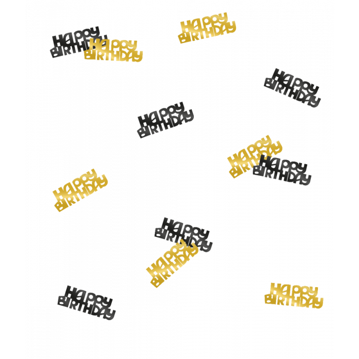 Tafeldecoratie - Happy Birthday - Goud, zwart
