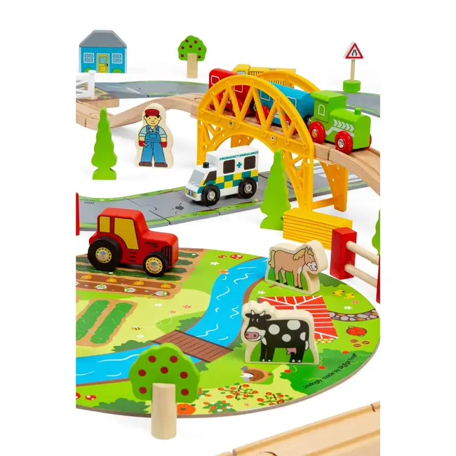 BigJigs Rail - Treinset - Platteland - Met rails en wegdelen - 80dlg.