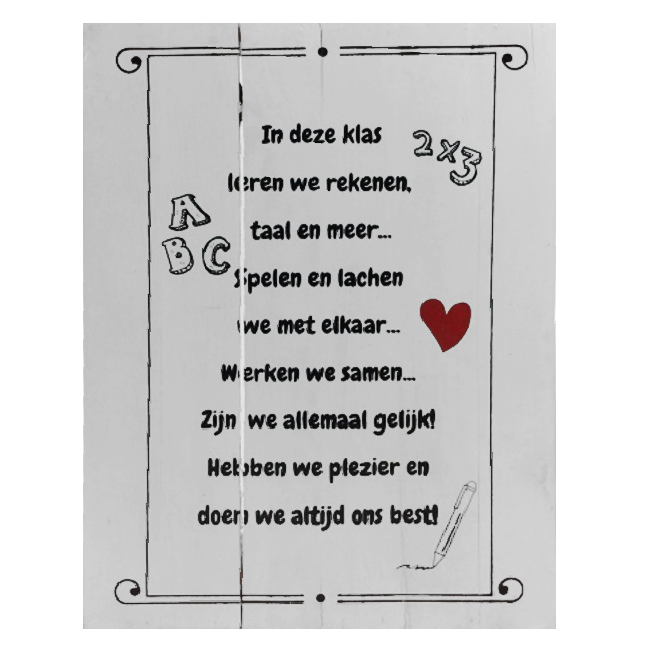 Muurdecoratie - In deze klas leren we rekenen ... - 30x40cm