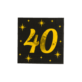 Paper Dreams Servetten - 40 jaar - Goud,zwart- 33x33 cm - 16st.